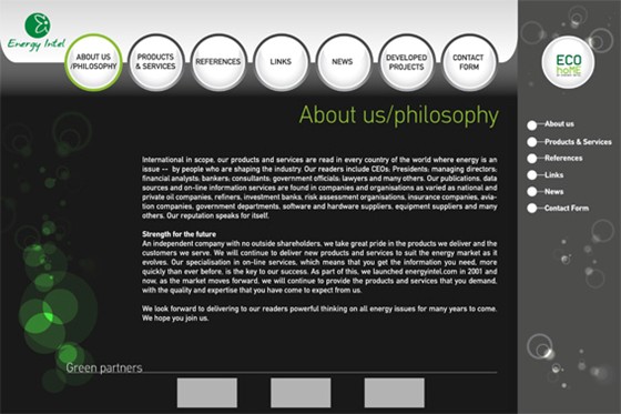 Energy Intel: web page design